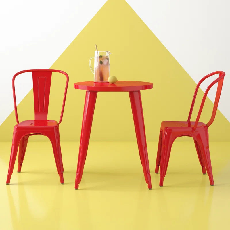 Brinson 30'' Round Metal Indoor-Outdoor Table Set with 2 Cafe Chairs