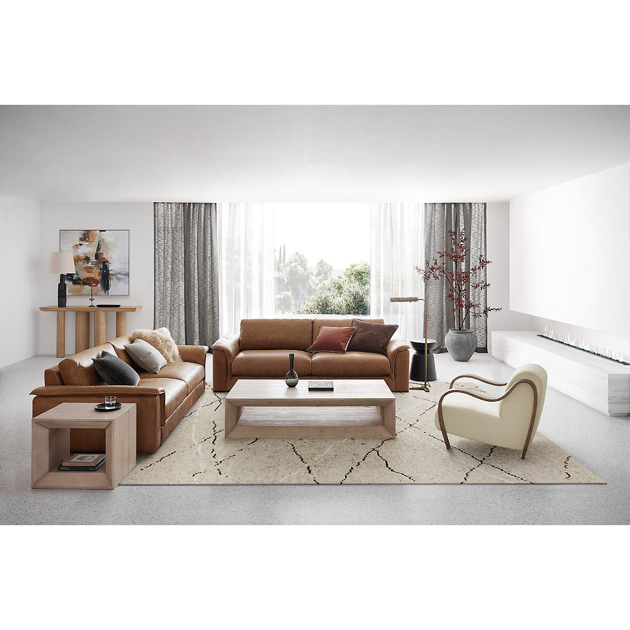 Vernon Ebonized Pine Wood 56" Rectangular Coffee Table with Shelf