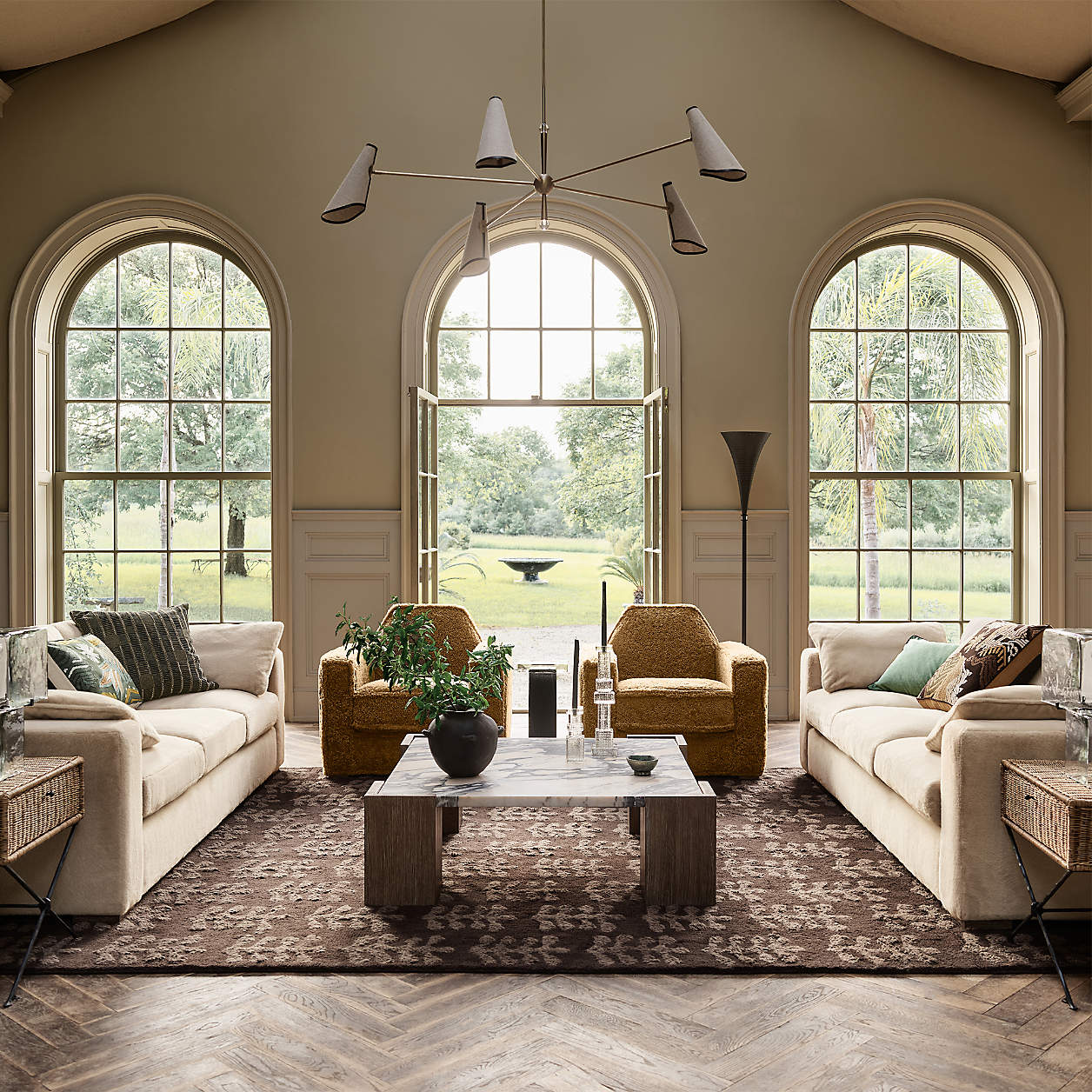 Elysia Marble and Oak 44.5" Square Coffee Table by Jeremiah Brent