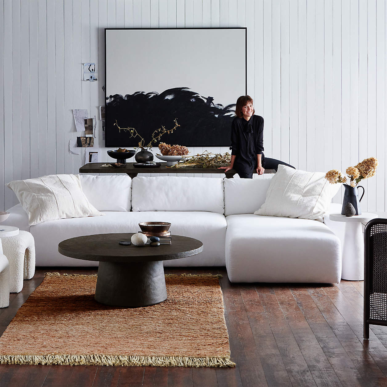 Willy Charcoal Concrete 44" Round Pedestal Coffee Table by Leanne Ford