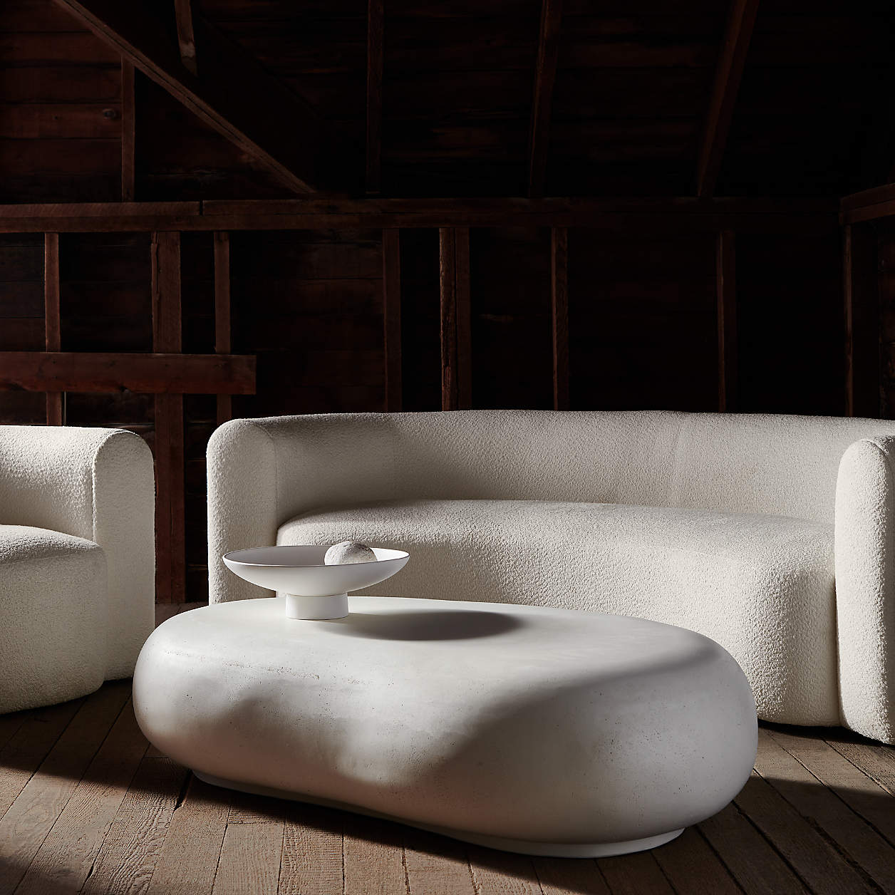 Pebble Charcoal Concrete 59" Oval Indoor/Outdoor Coffee Table by Leanne Ford