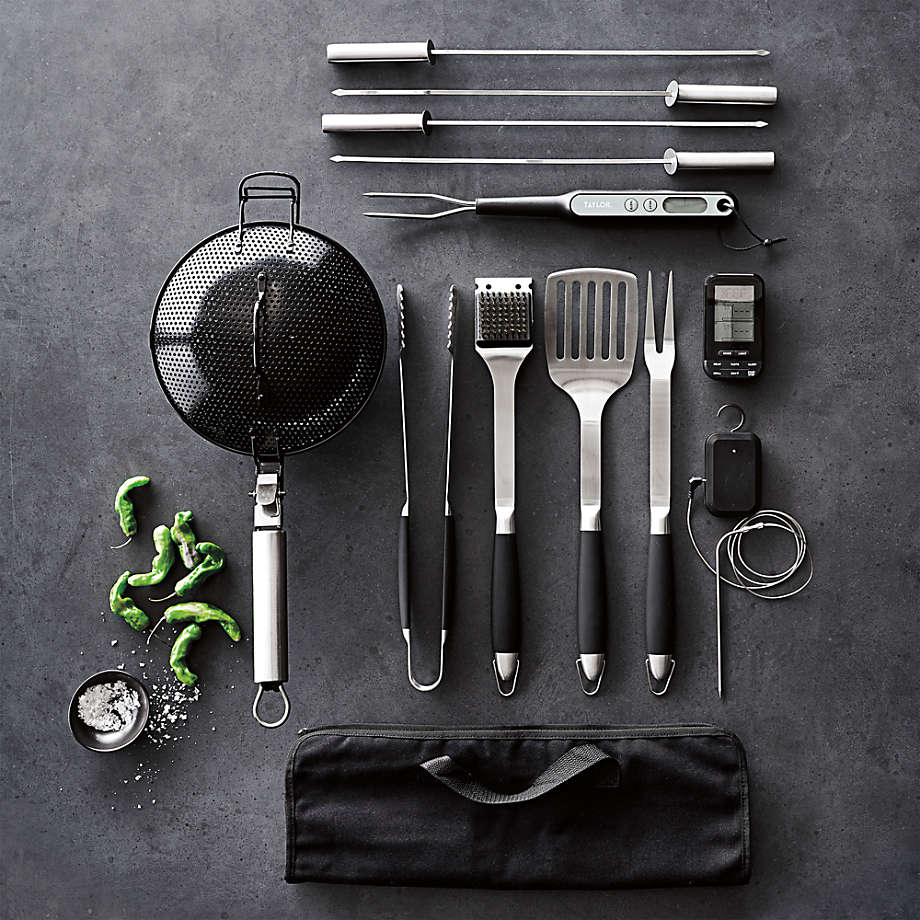 Black-Handled 4-Piece Barbecue Tool Set