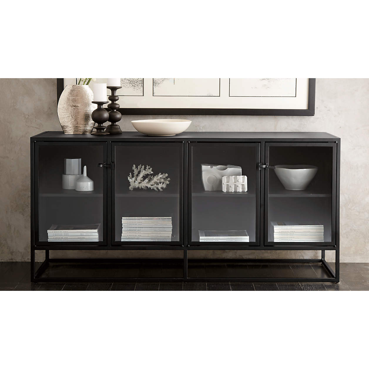 Casement 66" Black Credenza