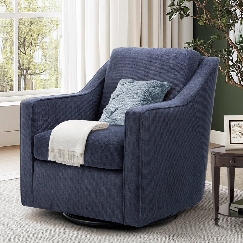 Charitini Big & Tall Removable Wide Swivel Accent Chair, Full Back Upholstered Fabric Lounge Chair, 360° Rotation, Modern Living Room Accent Chair