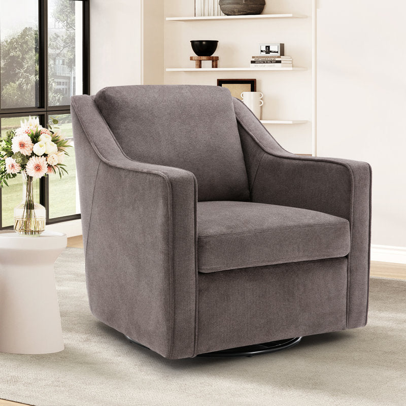 Charitini Big & Tall Removable Wide Swivel Accent Chair, Full Back Upholstered Fabric Lounge Chair, 360° Rotation, Modern Living Room Accent Chair