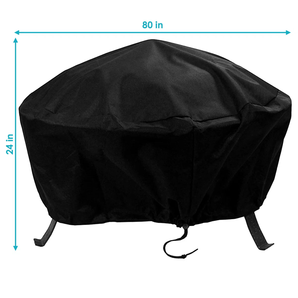 Claire Black Solid Fire Pit Cover with Drawstring Closure