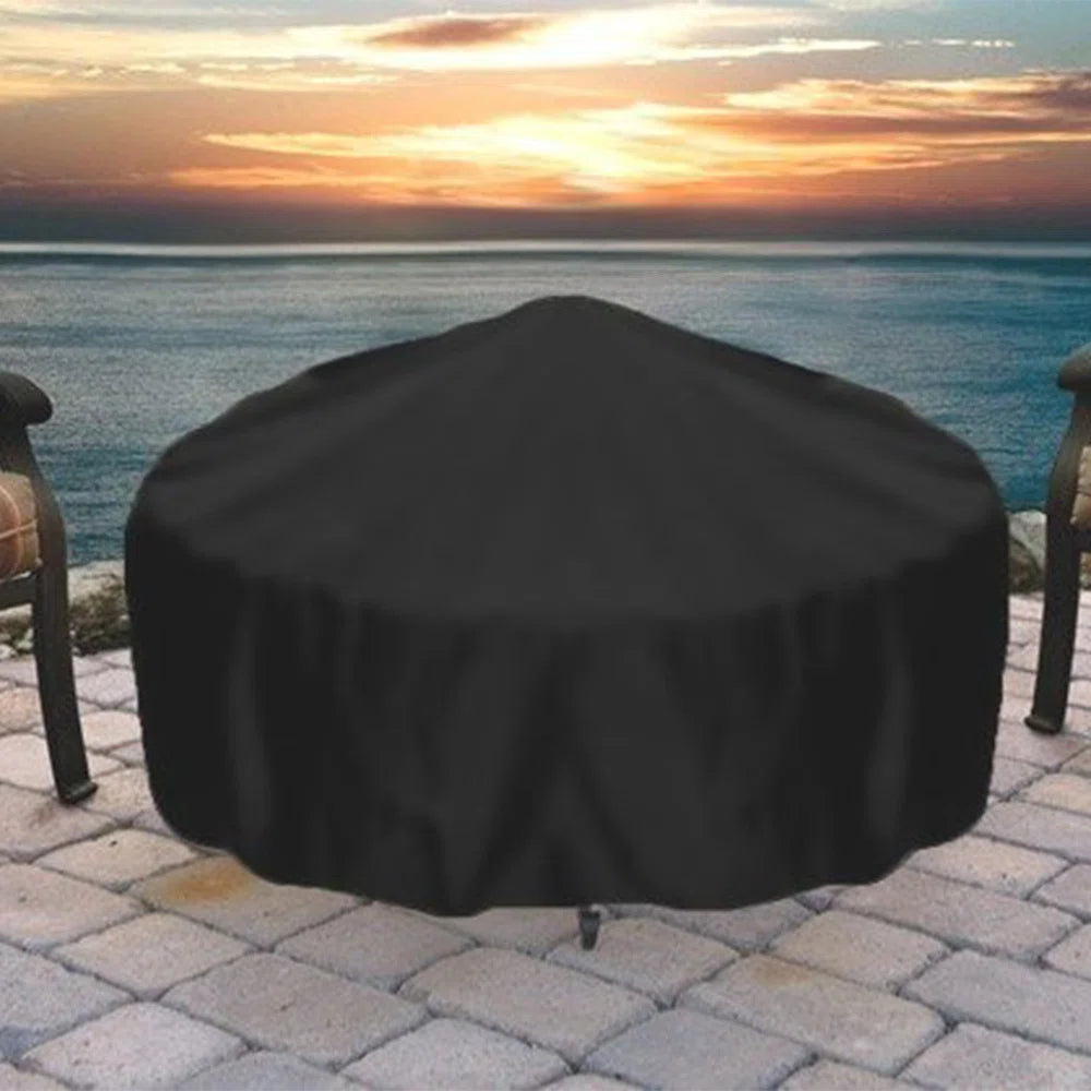 Claire Black Solid Fire Pit Cover with Drawstring Closure