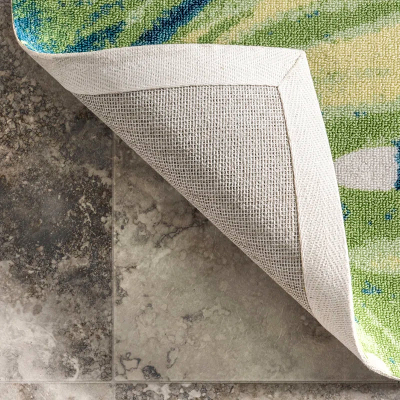Commer Tropical Leaf Green Indoor/Outdoor Patio Rug