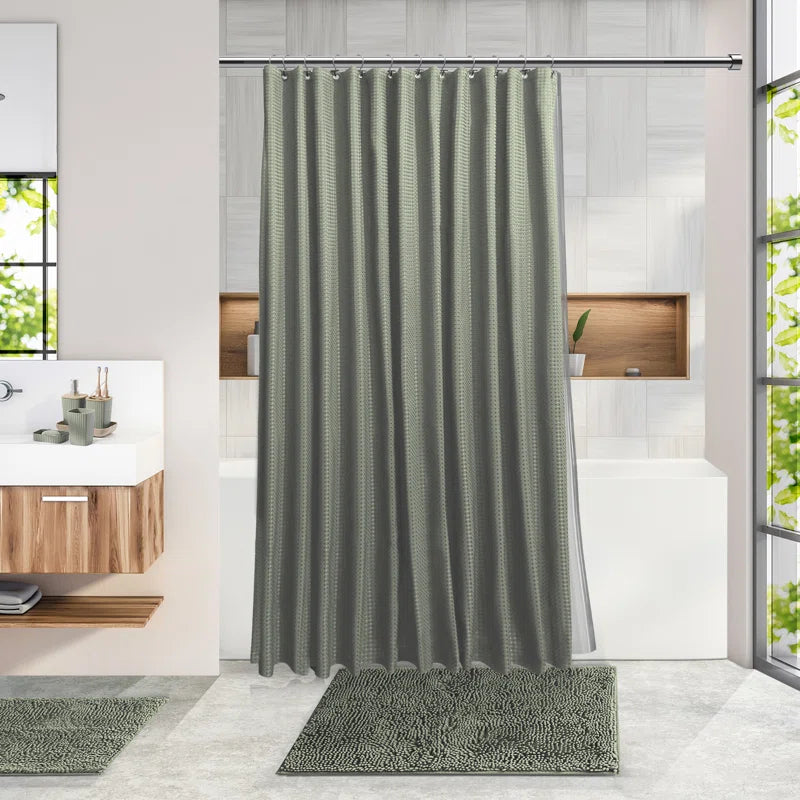 Complete 22 Piece Bathroom Accessory Set with Bath Rugs, Shower Curtain Set, Liner, and Hooks