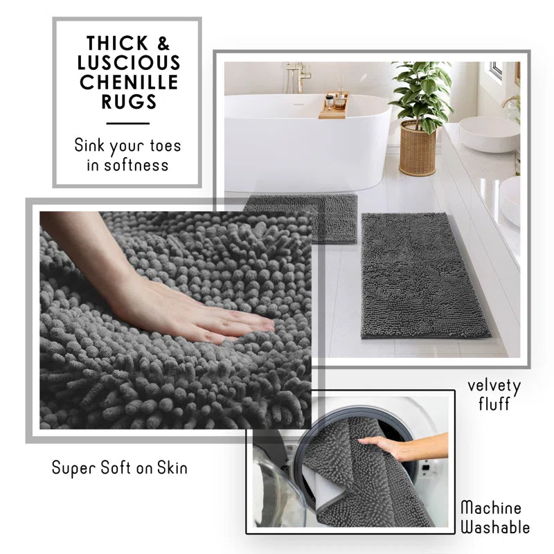 Complete 22 Piece Bathroom Accessory Set with Bath Rugs, Shower Curtain Set, Liner, and Hooks