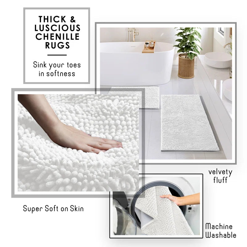 Complete 22 Piece Bathroom Accessory Set with Bath Rugs, Shower Curtain Set, Liner, and Hooks