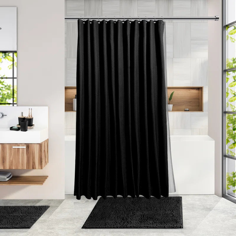 Complete 22 Piece Bathroom Accessory Set with Bath Rugs, Shower Curtain Set, Liner, and Hooks