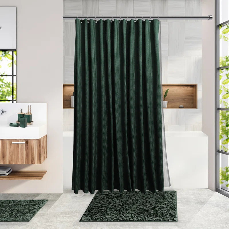Complete 22 Piece Bathroom Accessory Set with Bath Rugs, Shower Curtain Set, Liner, and Hooks
