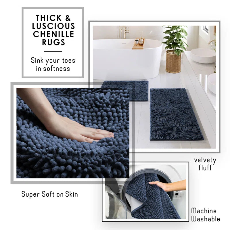 Complete 22 Piece Bathroom Accessory Set with Bath Rugs, Shower Curtain Set, Liner, and Hooks