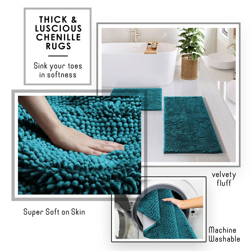Complete 22 Piece Bathroom Accessory Set with Bath Rugs, Shower Curtain Set, Liner, and Hooks