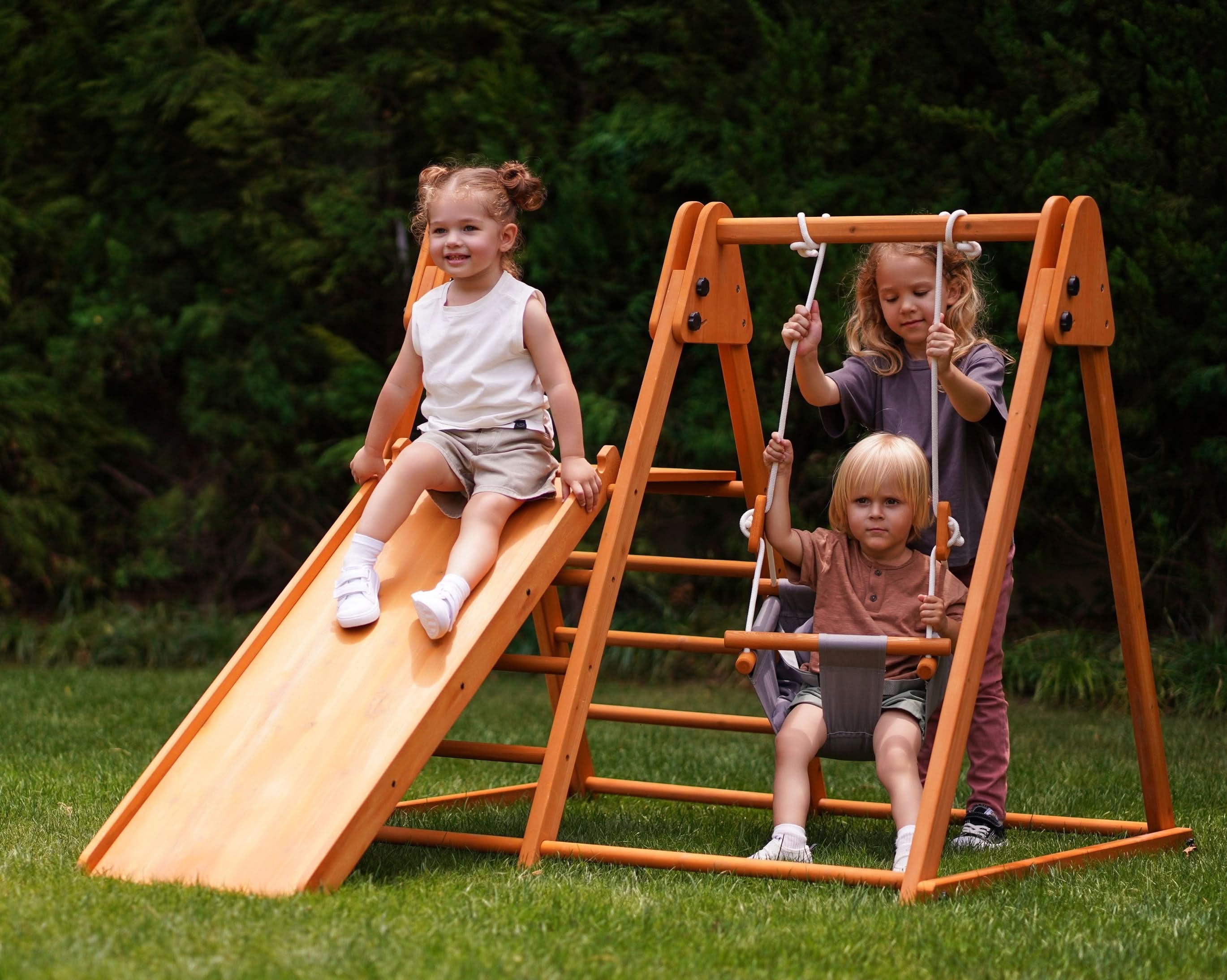 Juniper Folding Indoor & Outdoor Playset | Wooden Climber for Toddlers