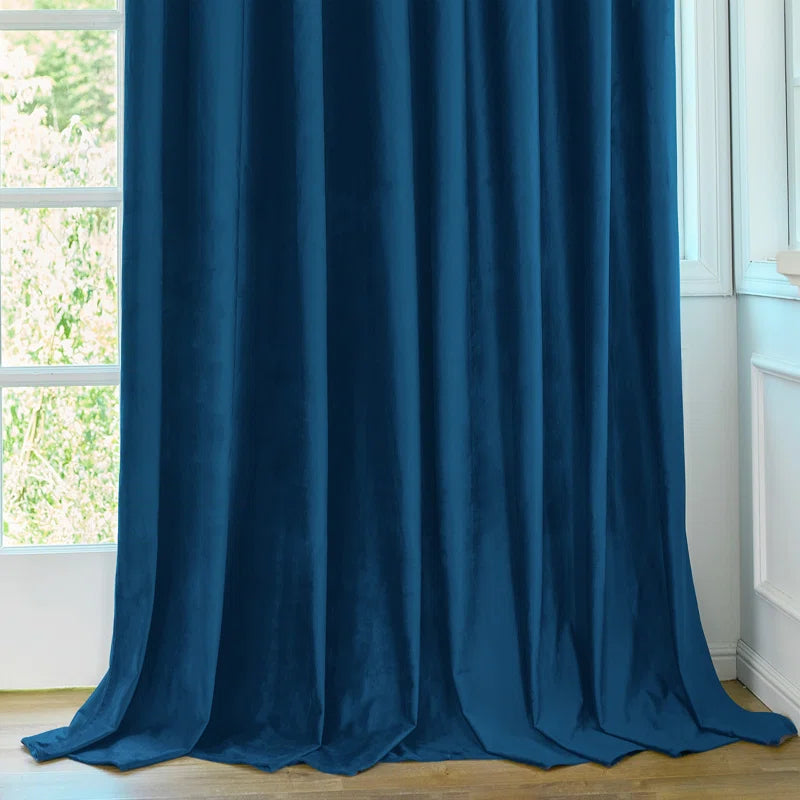 Deavion Velvet Solid Color Metal Grommets Room Darkening Curtain Panels (Set of 2)