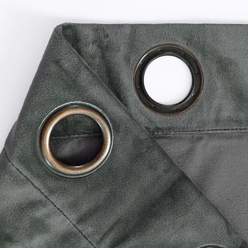 Deavion Velvet Solid Color Metal Grommets Room Darkening Curtain Panels (Set of 2)