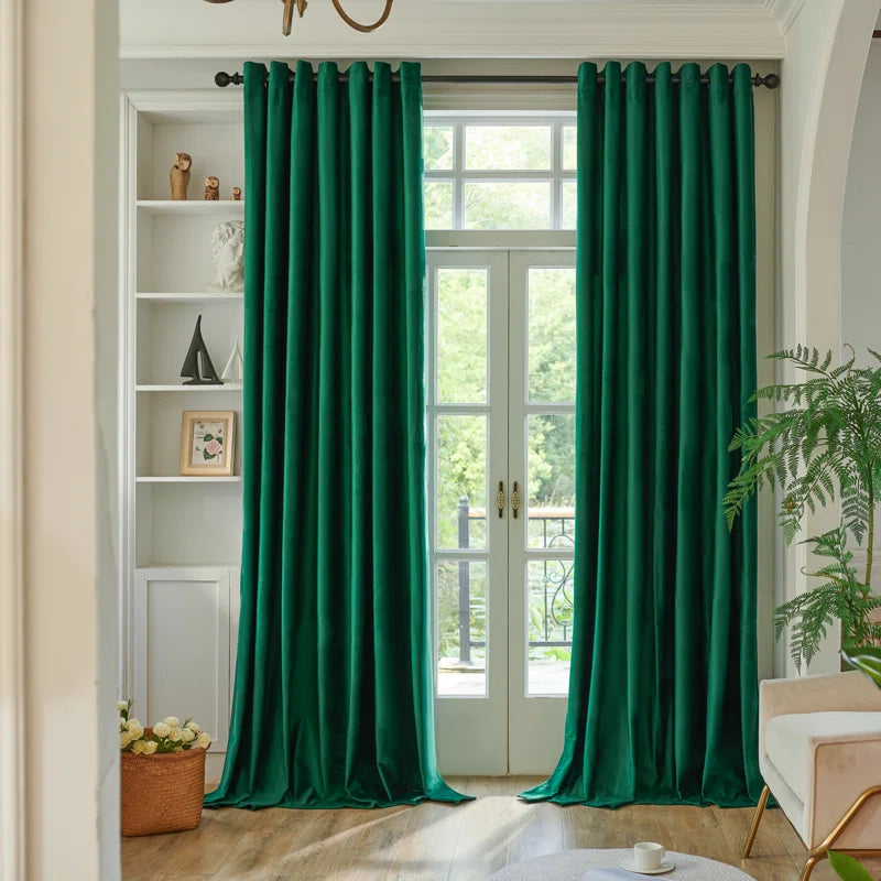 Deavion Velvet Solid Color Metal Grommets Room Darkening Curtain Panels (Set of 2)