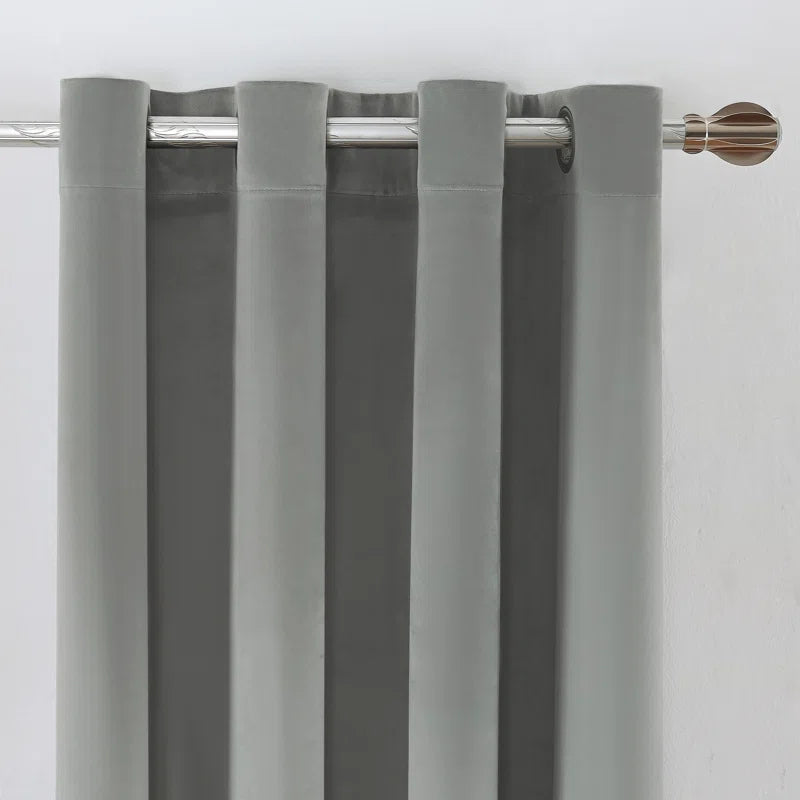 Deavion Velvet Solid Color Metal Grommets Room Darkening Curtain Panels (Set of 2)