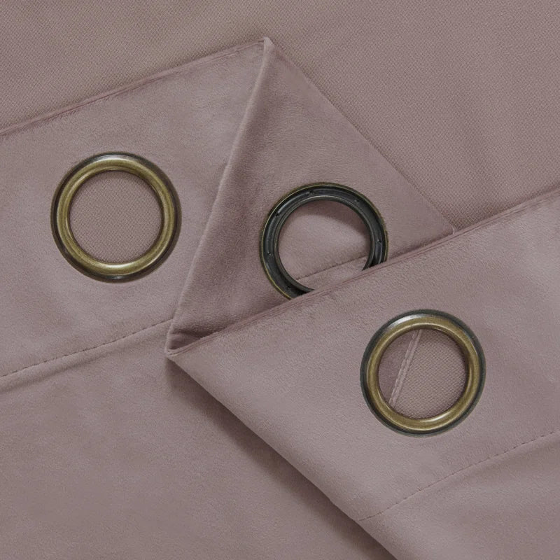 Deavion Velvet Solid Color Metal Grommets Room Darkening Curtain Panels (Set of 2)