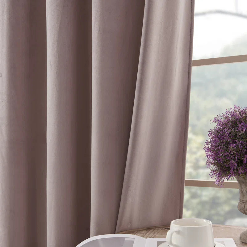 Deavion Velvet Solid Color Metal Grommets Room Darkening Curtain Panels (Set of 2)