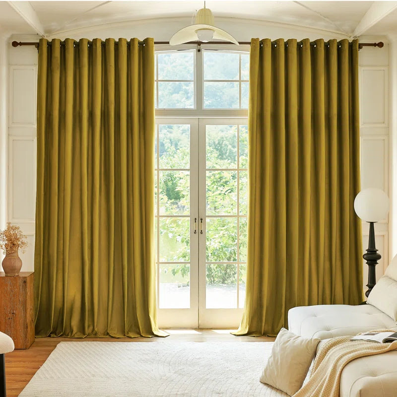 Deavion Velvet Solid Color Metal Grommets Room Darkening Curtain Panels (Set of 2)