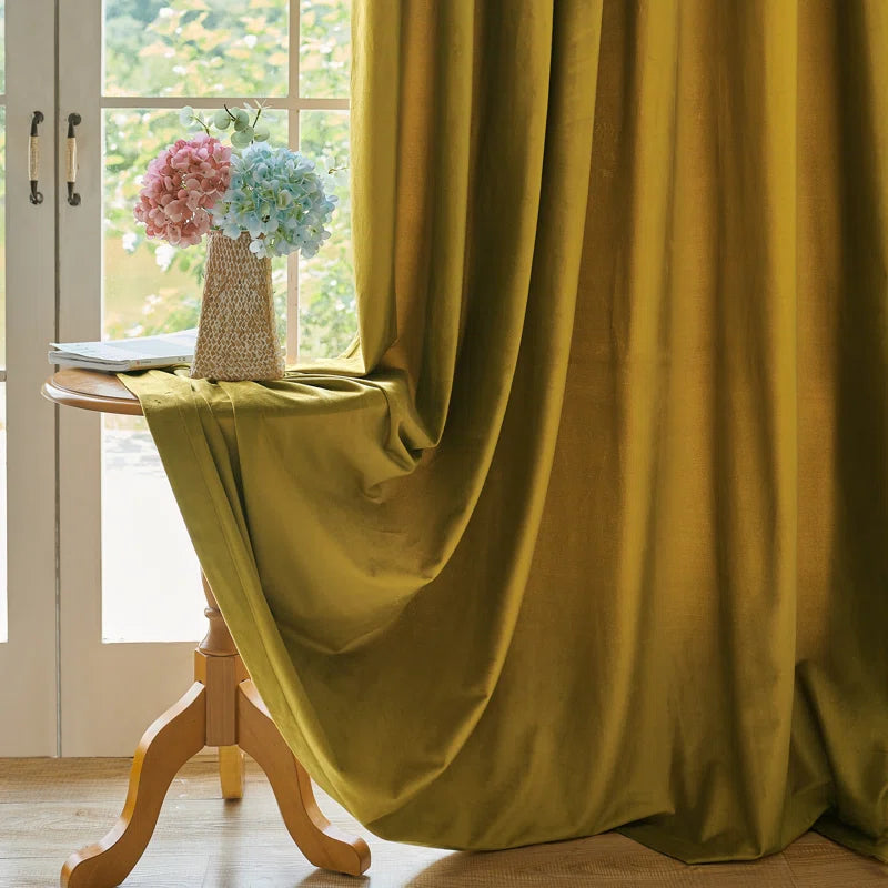 Deavion Velvet Solid Color Metal Grommets Room Darkening Curtain Panels (Set of 2)