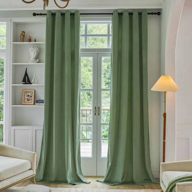Deavion Velvet Solid Color Metal Grommets Room Darkening Curtain Panels (Set of 2)
