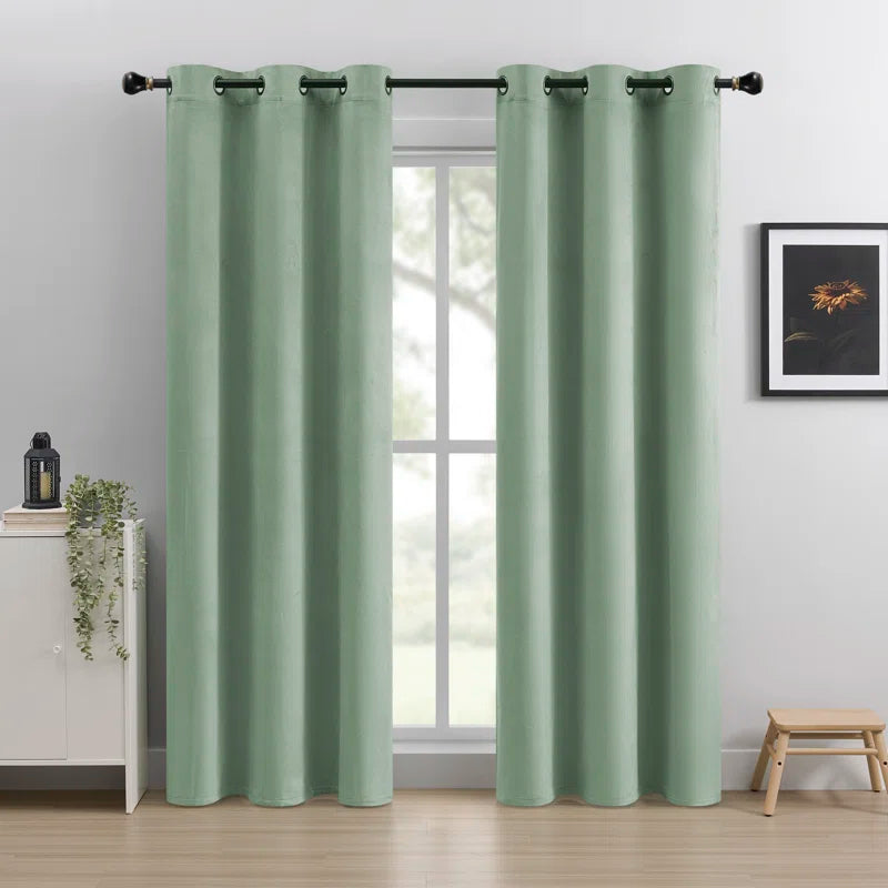 Deavion Velvet Solid Color Metal Grommets Room Darkening Curtain Panels (Set of 2)