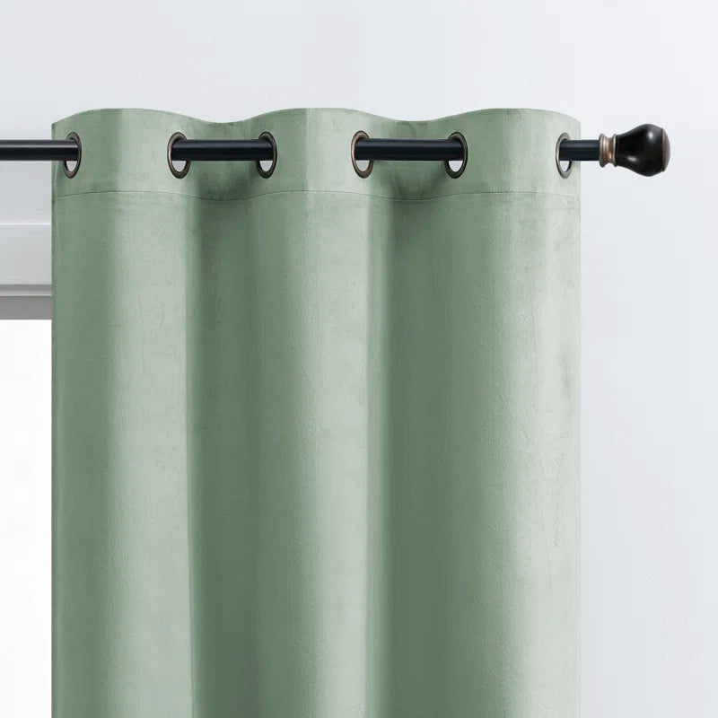 Deavion Velvet Solid Color Metal Grommets Room Darkening Curtain Panels (Set of 2)