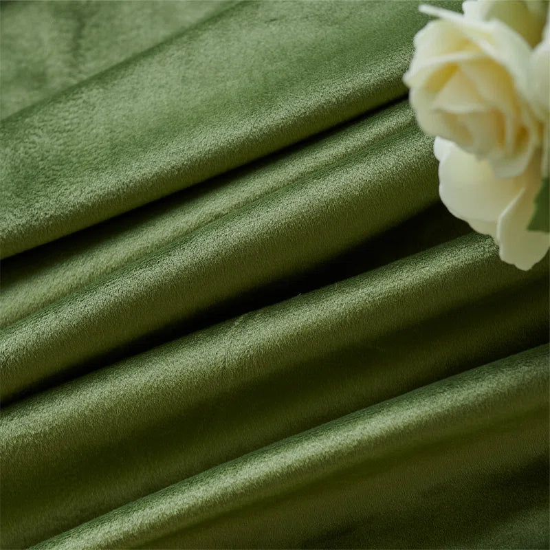 Deavion Velvet Solid Color Metal Grommets Room Darkening Curtain Panels (Set of 2)