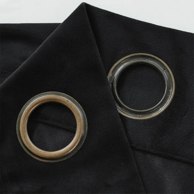 Deavion Velvet Solid Color Metal Grommets Room Darkening Curtain Panels (Set of 2)