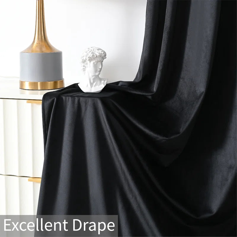 Deavion Velvet Solid Color Metal Grommets Room Darkening Curtain Panels (Set of 2)