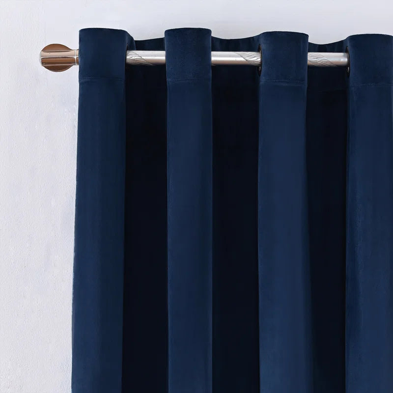 Deavion Velvet Solid Color Metal Grommets Room Darkening Curtain Panels (Set of 2)