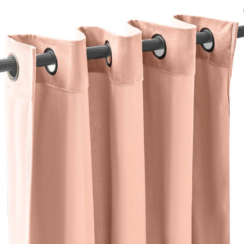 Deavion Velvet Solid Color Metal Grommets Room Darkening Curtain Panels (Set of 2)