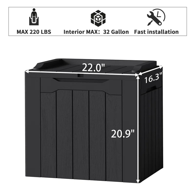Devoko 32 Gallon Water Resistant Lockable Deck Box With Seat