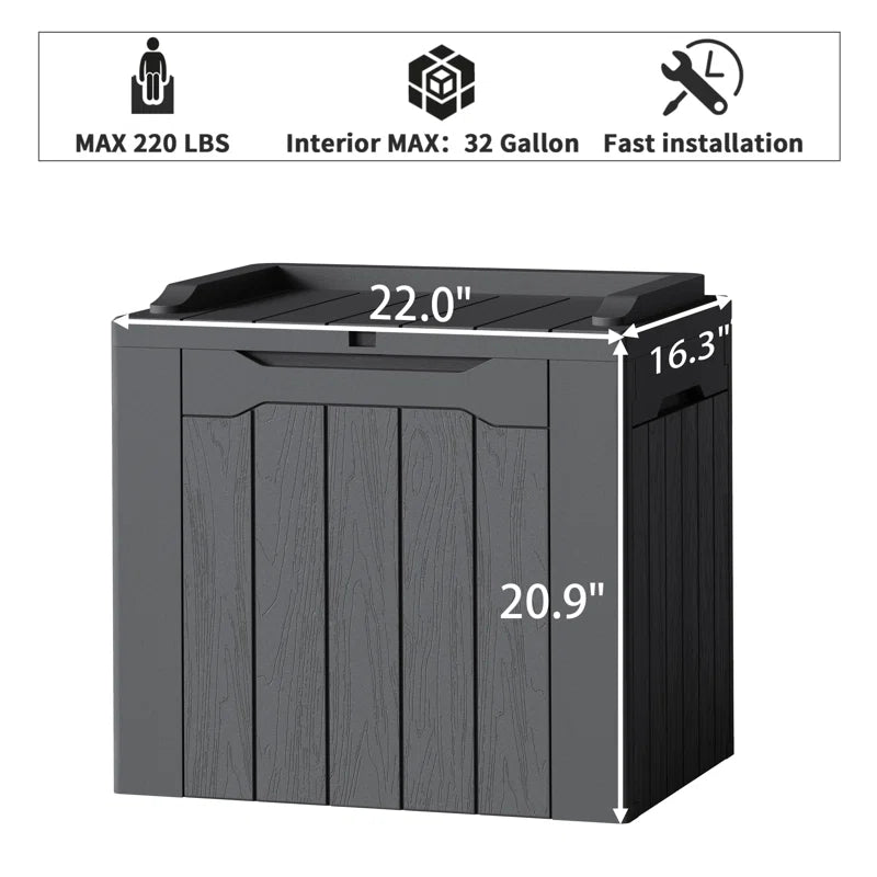 Devoko 32 Gallon Water Resistant Lockable Deck Box With Seat