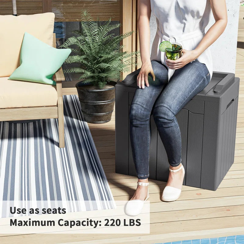 Devoko 32 Gallon Water Resistant Lockable Deck Box With Seat