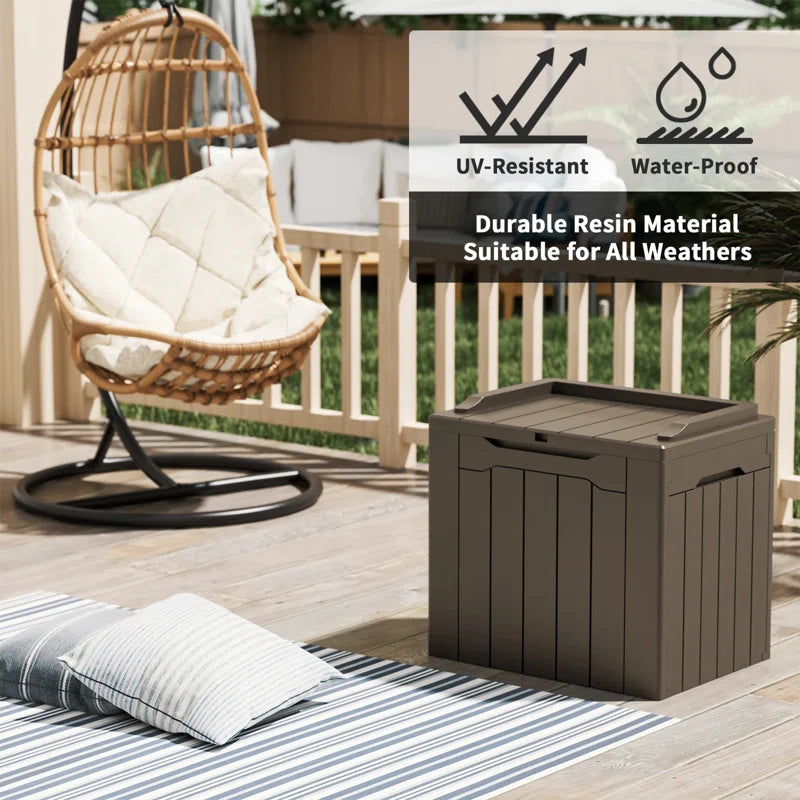 Devoko 32 Gallon Water Resistant Lockable Deck Box With Seat
