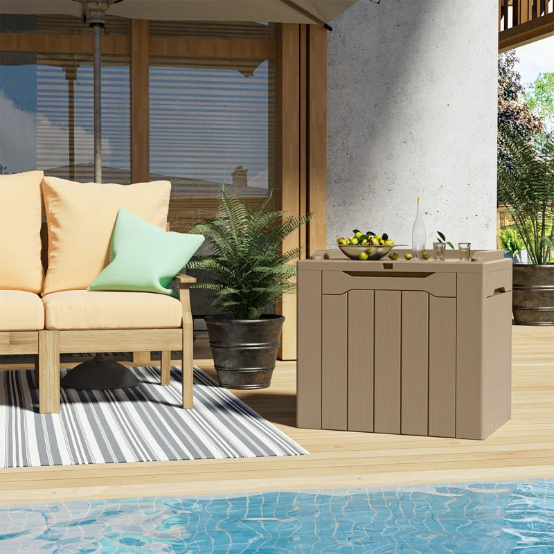 Devoko 32 Gallon Water Resistant Lockable Deck Box With Seat