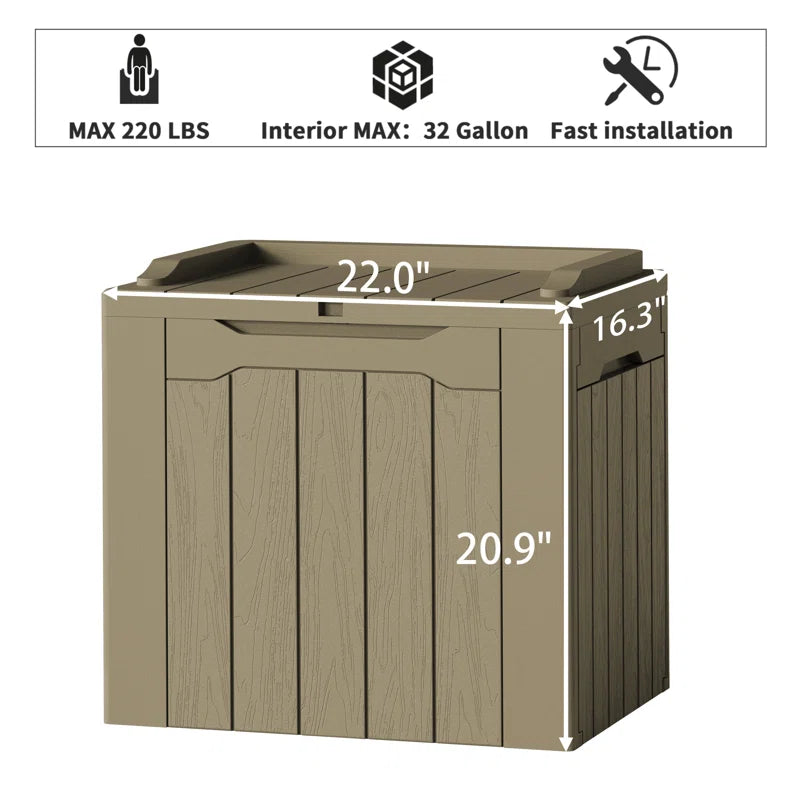 Devoko 32 Gallon Water Resistant Lockable Deck Box With Seat
