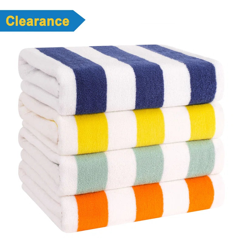 Devontia Cabana Striped Beach Towels, 30x60 inch 4 Piece Oversize Pool Towels (Set of 4)