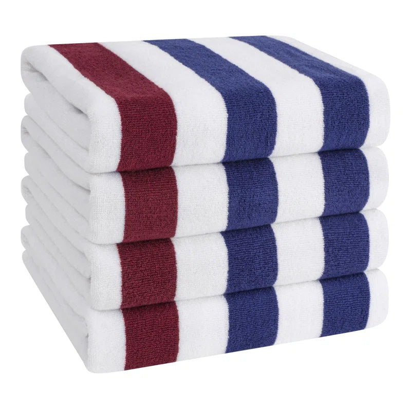 Devontia Cabana Striped Beach Towels, 30x60 inch 4 Piece Oversize Pool Towels (Set of 4)