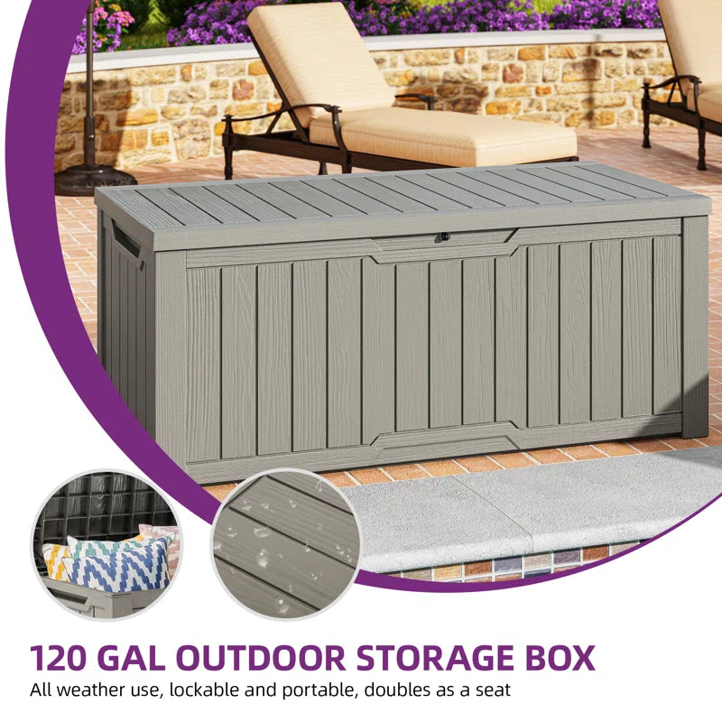 Edrosie Inc 121 Gallons Water Resistant Resin Lockable Deck Box