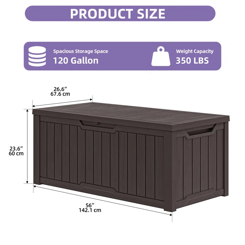 Edrosie Inc 121 Gallons Water Resistant Resin Lockable Deck Box
