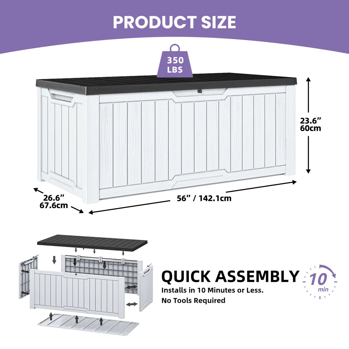 Edrosie Inc 121 Gallons Water Resistant Resin Lockable Deck Box