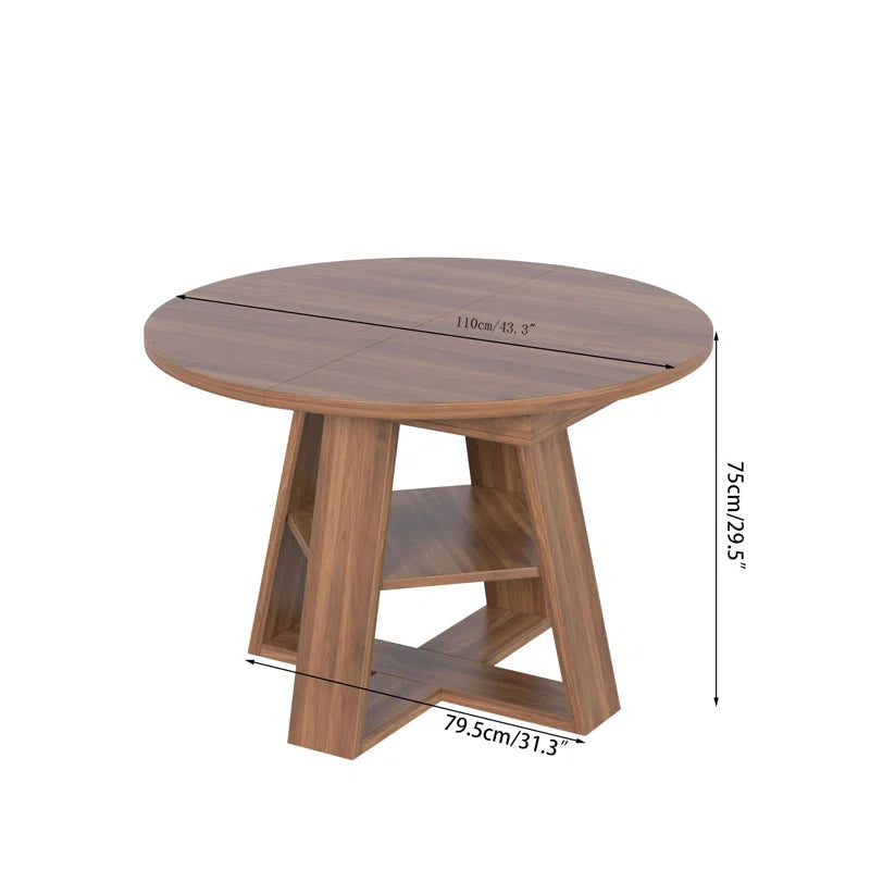 Extendable Dining Table For 4-6 People, Round Dining Table