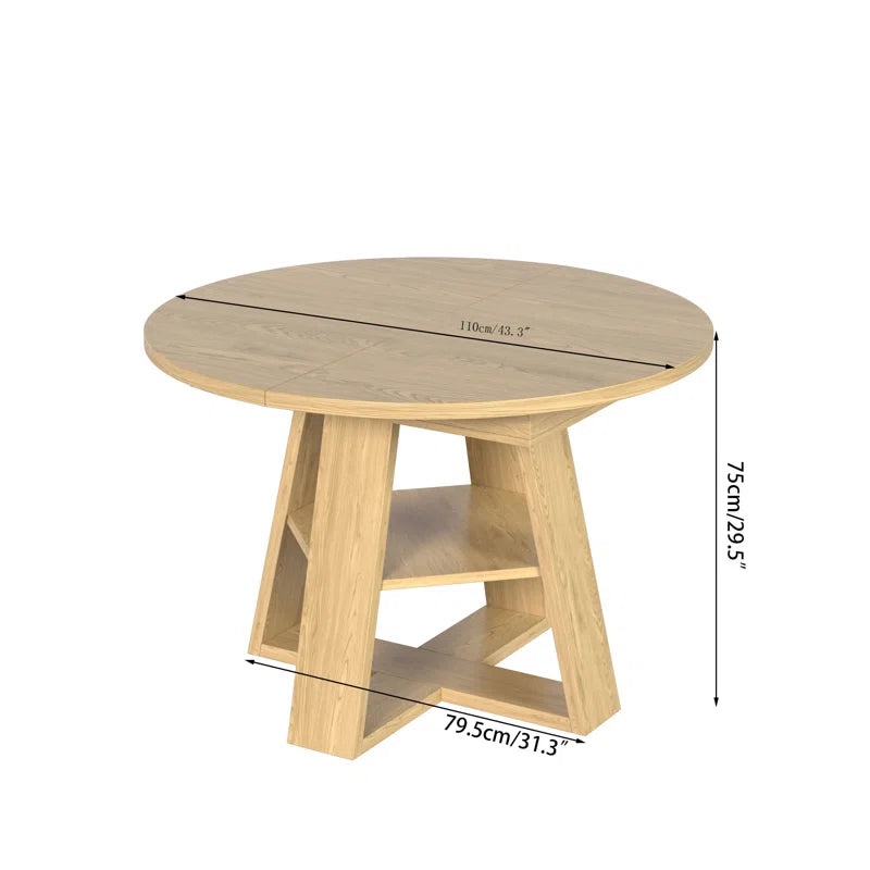 Extendable Dining Table For 4-6 People, Round Dining Table