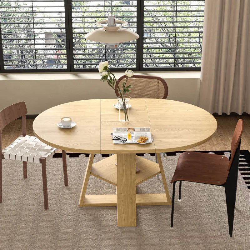 Extendable Dining Table For 4-6 People, Round Dining Table